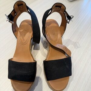 J. Crew women Black and Tan Wedge Sandals size 9